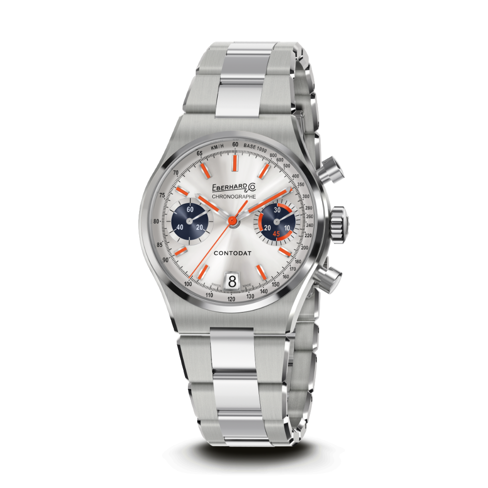 Eberhard Contodat Chronographe 31156.04 CA2C quadrante argenté contatori blu