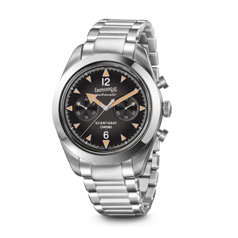 Eberhard Scientigraf Chrono 31077.02 CA2C quadrante nero luminescenza arancione
