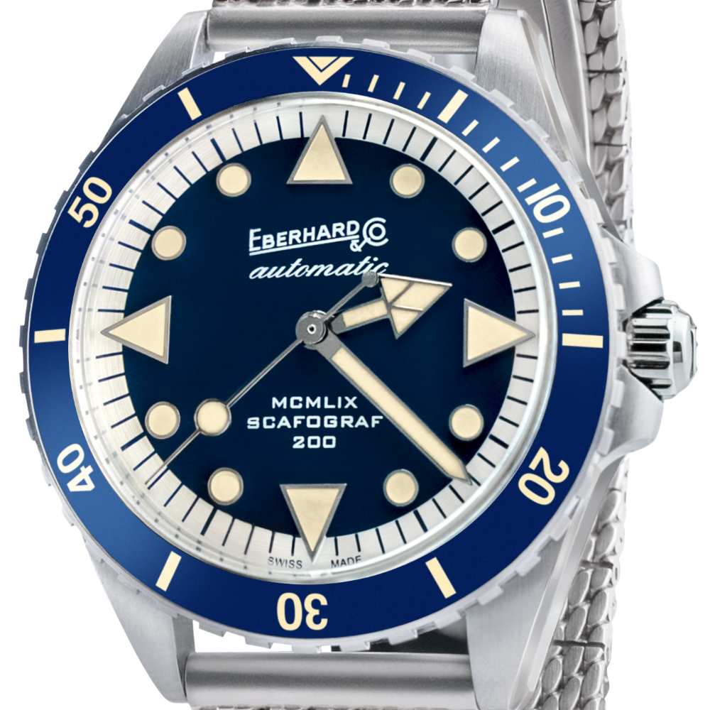 Eberhard Scafograf 200 MCMLIX 41047.04 CAM2C dettaglio quadrante blu