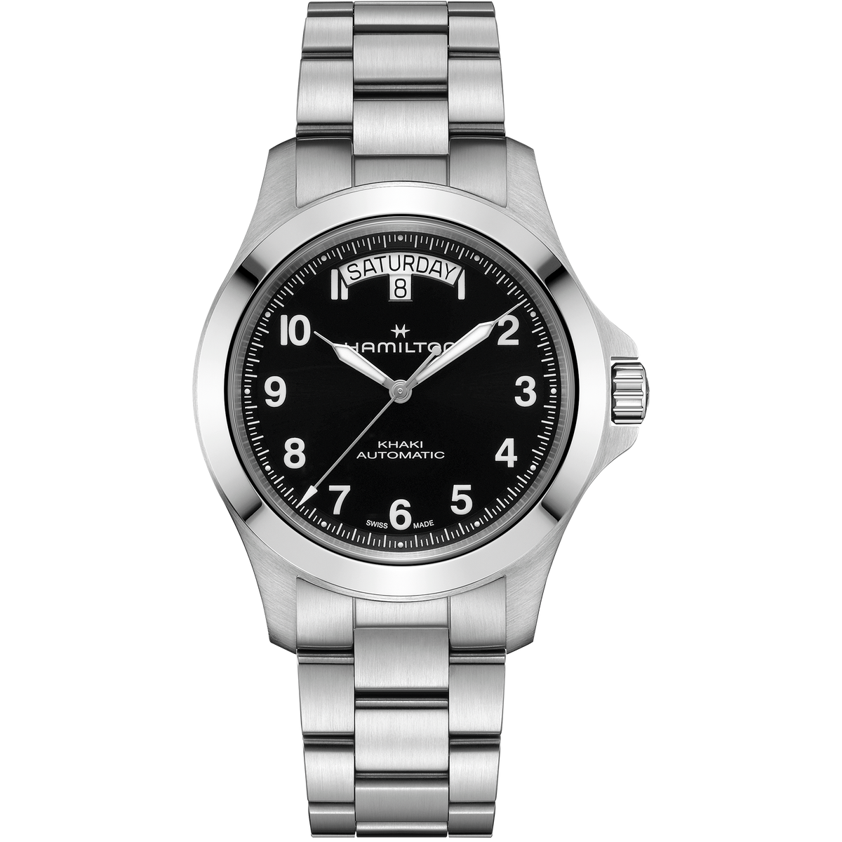 Hamilton Khaki Field King Day-Date 40mm H64475131 quadrante nero bracciale acciaio