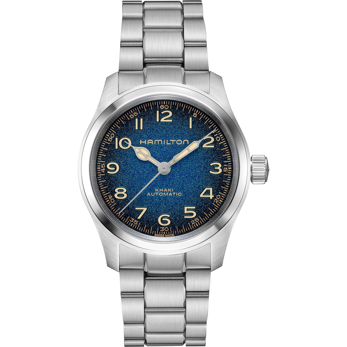 Hamilton Khaki Field Murph 38mm H70405140 quadrante blu stardust bracciale acciaio