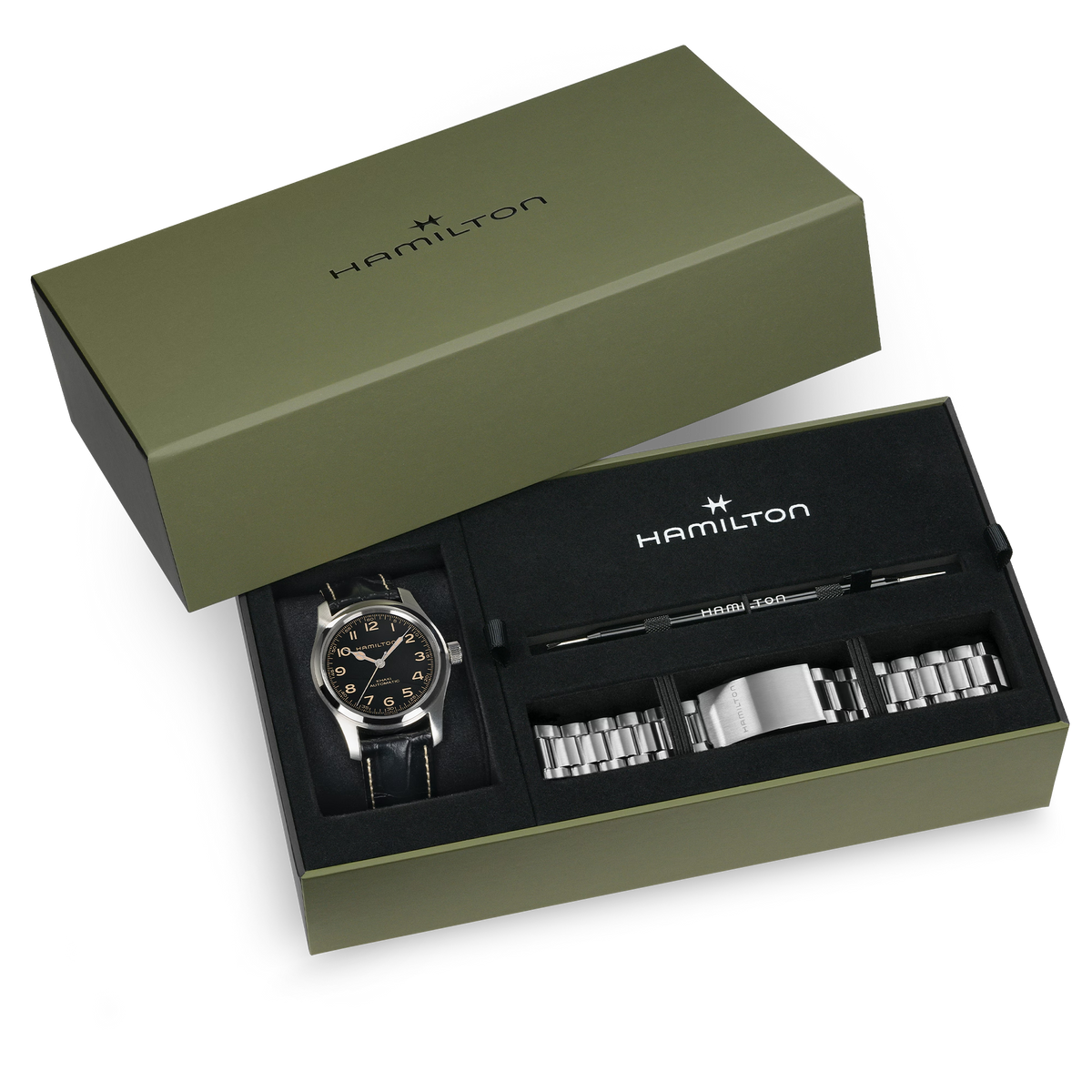 Hamilton Khaki Field Murph Auto 42mm Bracelet Bundle H70605732 con cinturino e bracciale
