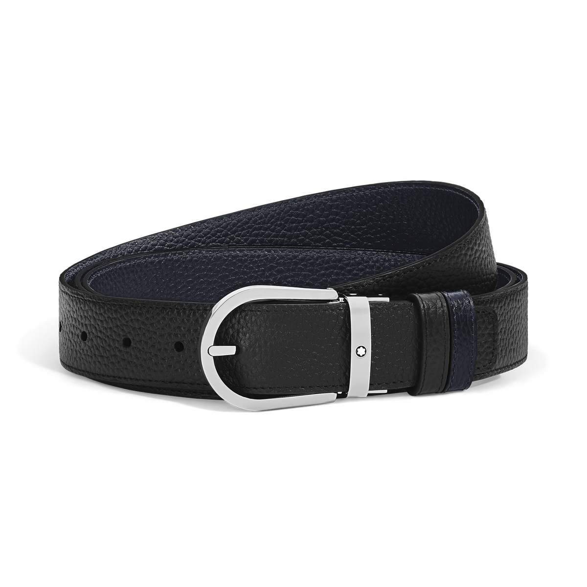 Montblanc MB223439 Cintura Reversibile Horseshoe 35 mm in Pelle con Grana — vista 1