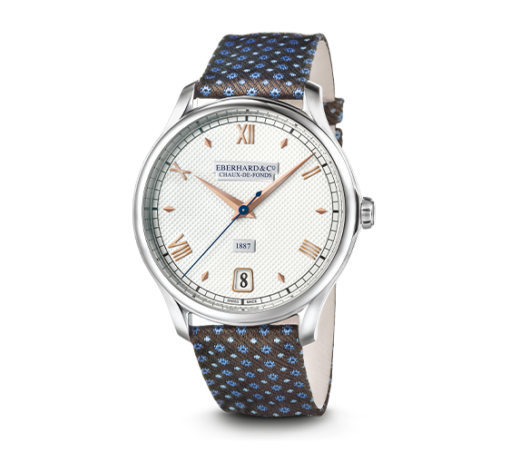 Eberhard 1887 Remontage Manuel 21028.02 CT quadrante bianco clous de Paris indici dorati