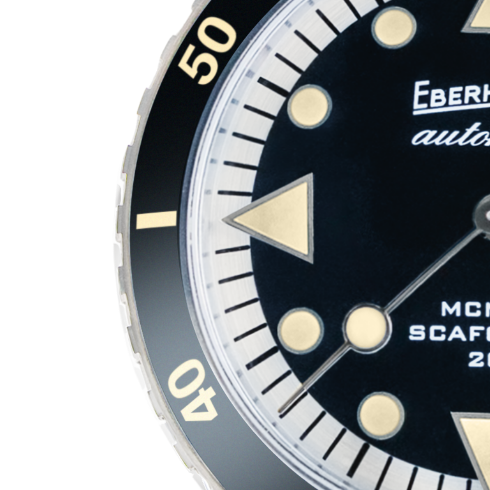 Eberhard Scafograf 200 MCMLIX 41047.02 CA2C dettaglio lunetta in ceramica