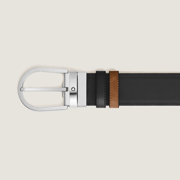Cintura Horseshoe Reversibile 35 mm in Suede