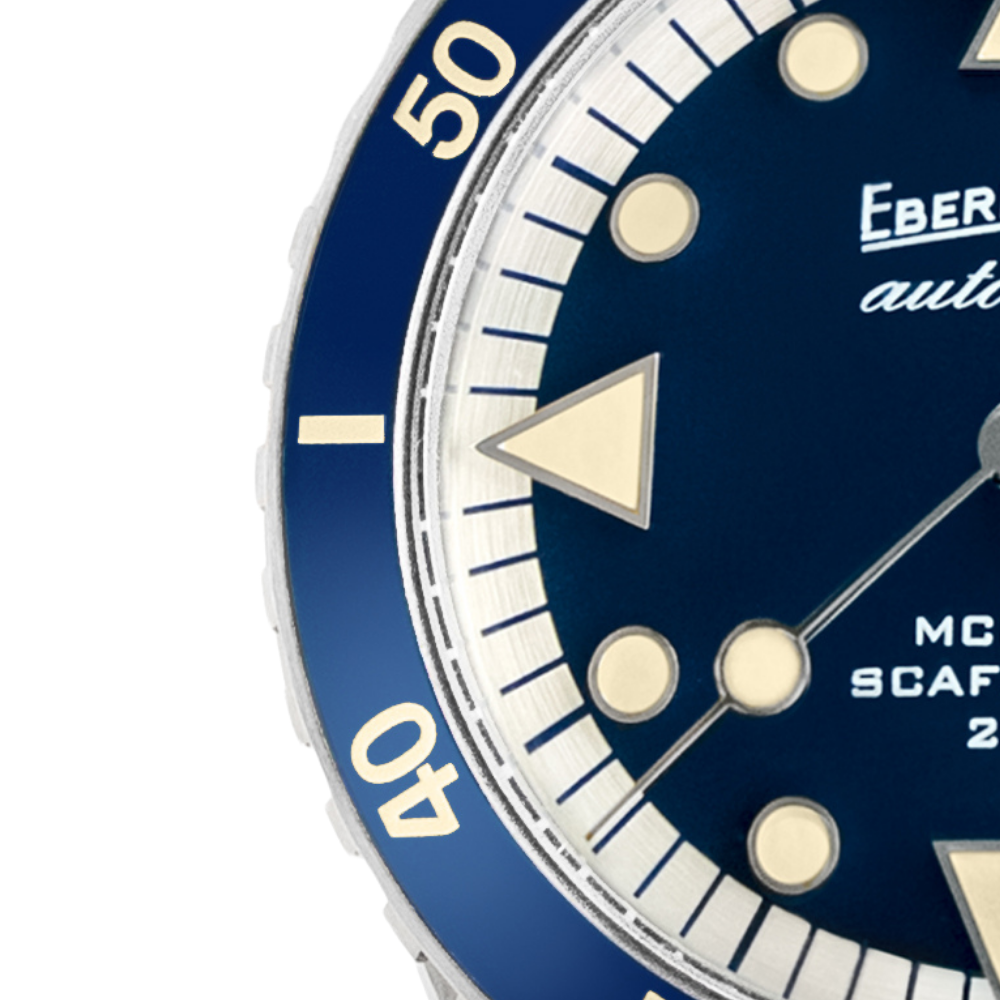 Eberhard Scafograf 200 MCMLIX 41047.04 CAM2C dettaglio lunetta in ceramica