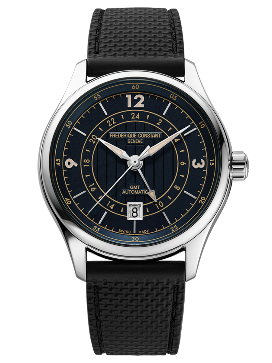 Frederique Constant Classics Runabout Automatic GMT FC-350RN5B6 quadrante blu navy fronte