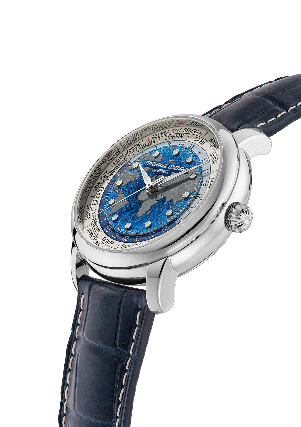 Frederique Constant Classic Worldtimer Manufacture FC-719BLW3H6 vista laterale