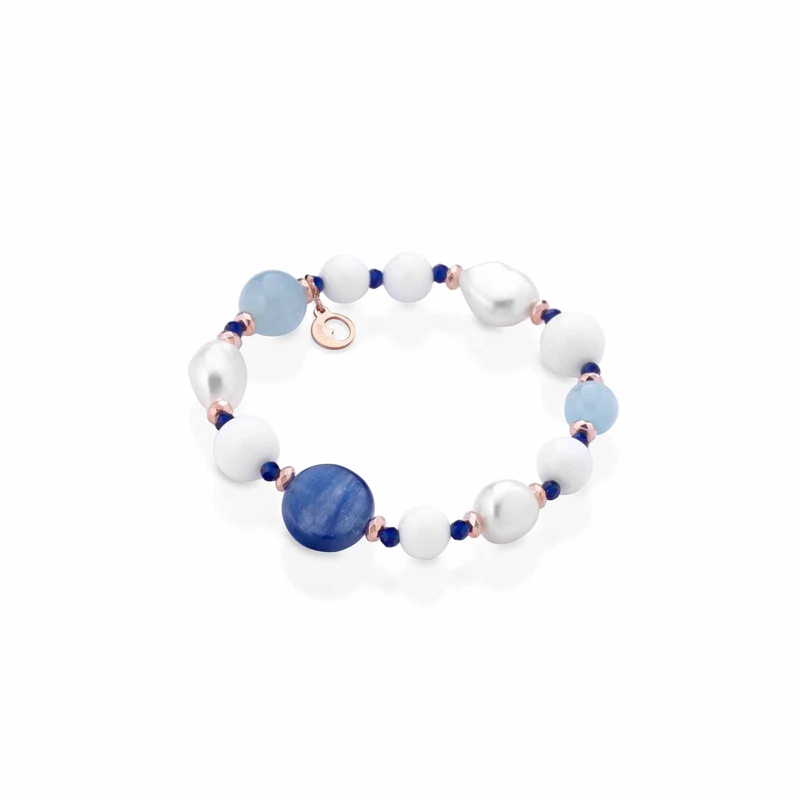 Bracciale Lelune Glamour con perle, argento e pietre naturali