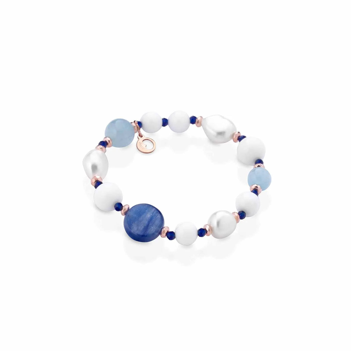 Bracciale Lelune Glamour con perle, argento e pietre naturali