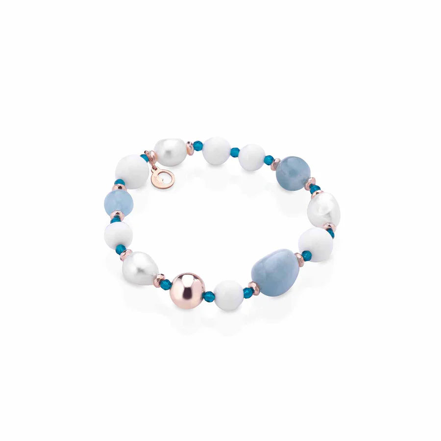 Bracciale Lelune Glamour con perle, argento e pietre