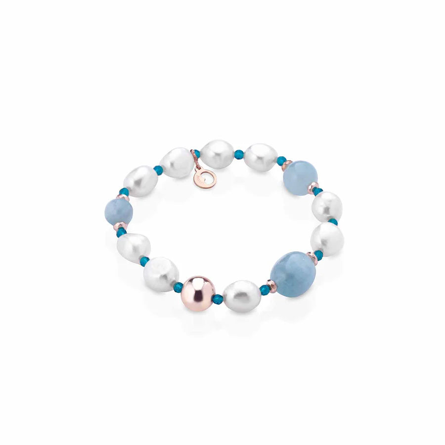 Bracciale Lelune Glamour con perle, argento e pietre