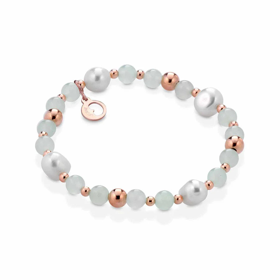 Bracciale Lelune Glamour in argento con perle e "new jade"