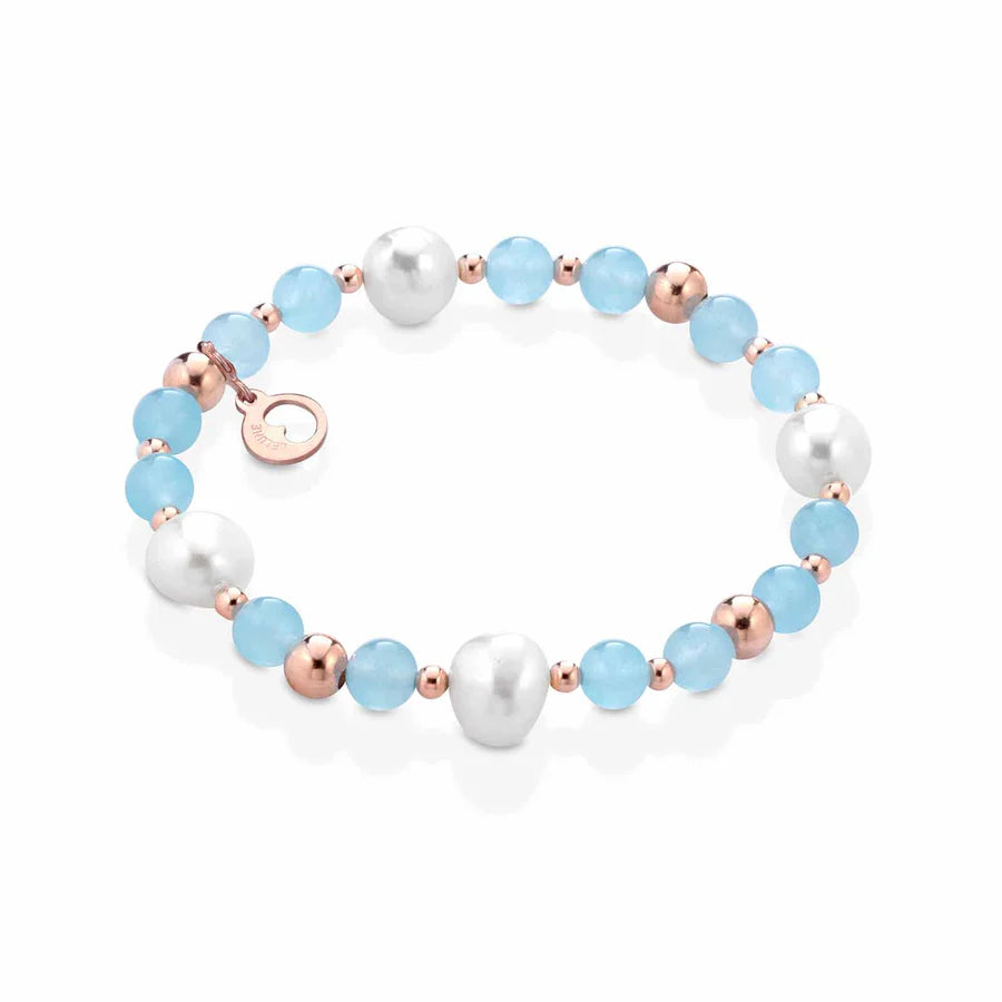 Bracciale Lelune Glamour in argento con perle e giada