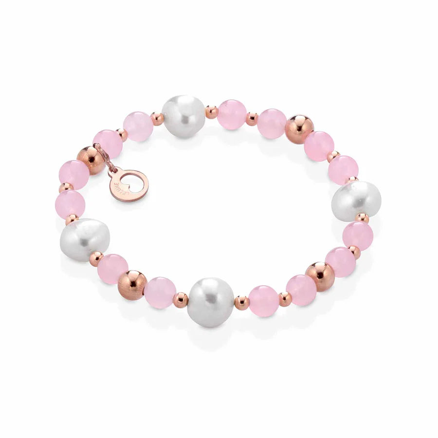 Bracciale Lelune Glamour in argento con perle e giada
