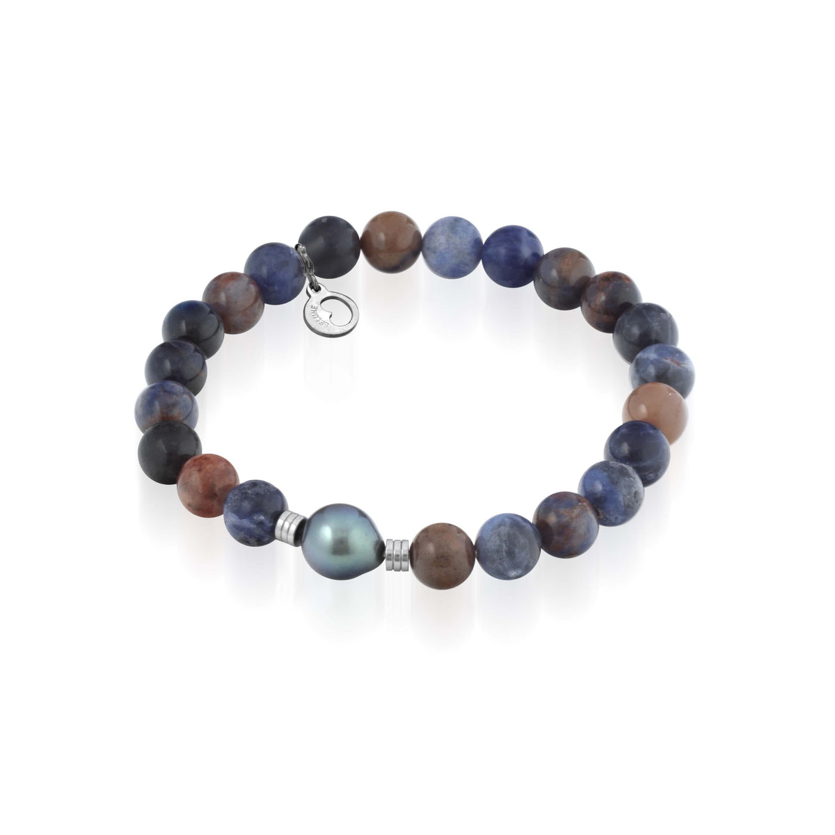 Bracciale Lelune Glamour in pietre naturali con perla Tahiti ed argento