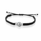 Lelune Glamour Bracciale Lelune Glamur in cordino nero regolabile con perla Tahiti, argento bianco e zirconi
