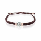 Lelune Glamour Bracciale Lelune Glamur in cordino marrone regolabile con perla Tahiti, argento rosa e zirconi
