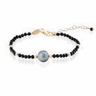 Bracciale Lelune Glamour in pietre naturali con perla Tahiti ed argento dorato