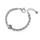 Bracciale Lelune Glamour in argento brunito con perla Tahiti