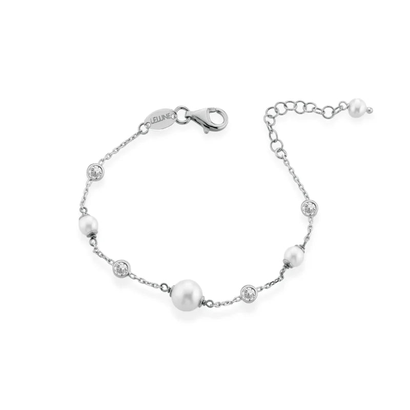 Bracciale LeLune Glamour in argento bianco con perle coltivate d'acqua dolce e zirconi
