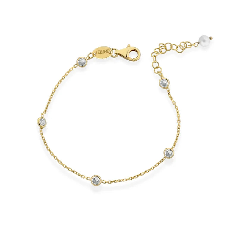 Bracciale LeLune Glamour in argento giallo con zirconi