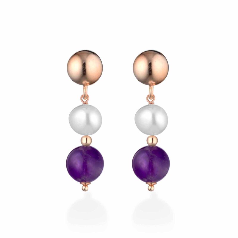 Orecchini Lelune Glamour in argento, perle d'acqua dolce e pietre naturali