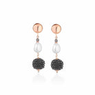 Orecchini Lelune Glamour con spinello grigio, perle d'acqua dolce e AG925 rosa