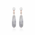Orecchini Lelune Glamour con perle d'acqua dolce, AG925 rosa, zirconi bianchi e quarzo cloudy