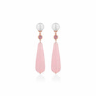 Orecchini Lelune Glamour con giada rosa, perle d'acqua dolce, zircone rosa e argento rosa