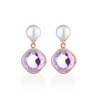 Orecchini Lelune Glamour in argento rosa con perle d'acqua dolce e cristallo rosa