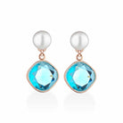 Orecchini Lelune Glamour in argento rosa con perle d'acqua dolce e cristallo turchese