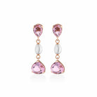 Orecchini Lelune Glamour in argento rosa con perle d'acqua dolce e cristalli rosa