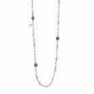 Collana Lelune Glamour con perle d'acqua dolce, agata bianca, cianite, acqua marina ed argento rosa