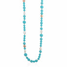 Collana Lelune Glamour in pasta di turchese con argento rosa e perle d'acqua dolce