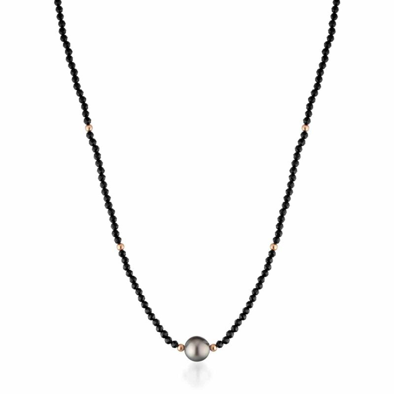 Collana Lelune Glamour in pietre naturali con perla Tahiti ed argento rosato