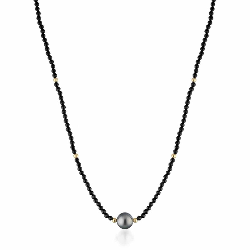 Collana Lelune Glamour in pietre naturali con perla Tahiti ed argento dorato