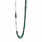 Collana Lelune Glamour con perle d’acqua dolce, argento rosa, spinello verde e giada verde