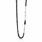 Collana Lelune Glamour con perle d'acqua dolce, AG925 rosa, spinello nero e agata nera