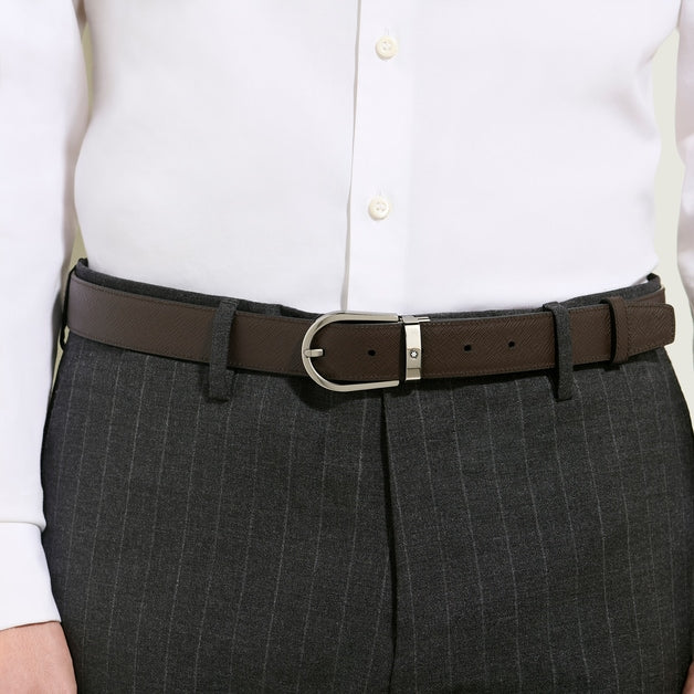 Cintura Reversibile A Ferro di Cavallo in Pelle Sartorial