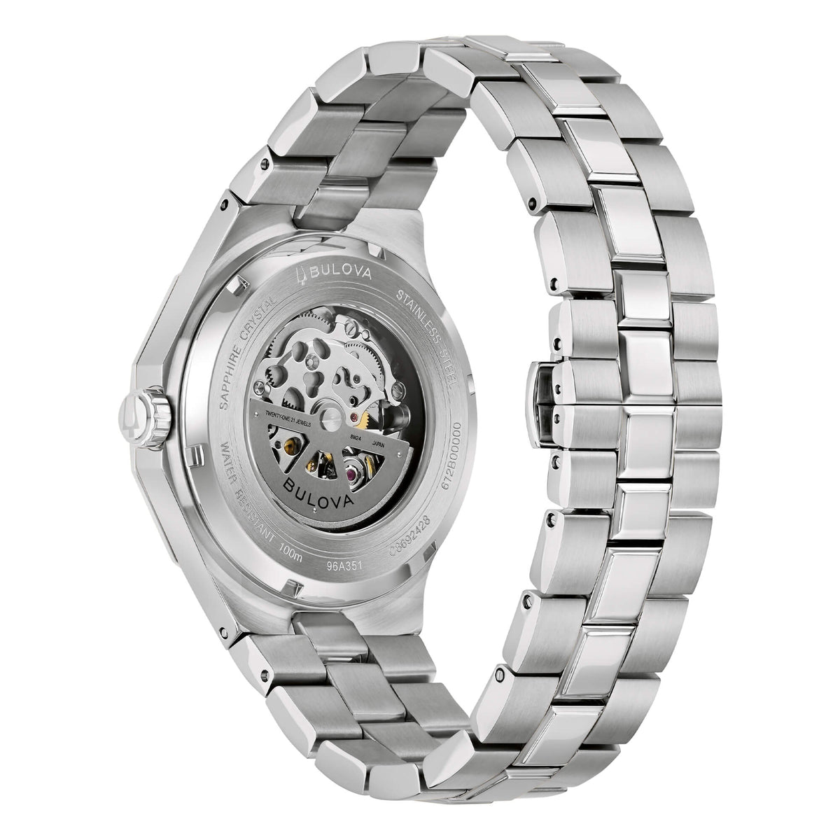 Bulova 96A351 Octagon Prestige Automatic, vista del fondello