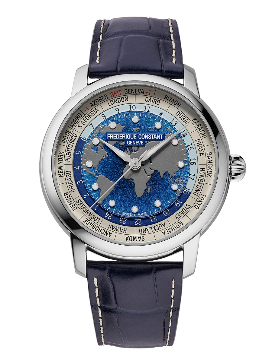 Frederique Constant Classic Worldtimer Manufacture FC-719BLW3H6 quadrante blu sfumato
