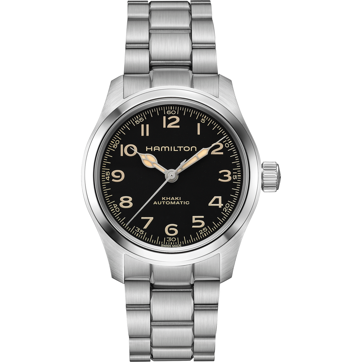 Hamilton Khaki Field Murph 38mm H70405130 quadrante nero bracciale acciaio