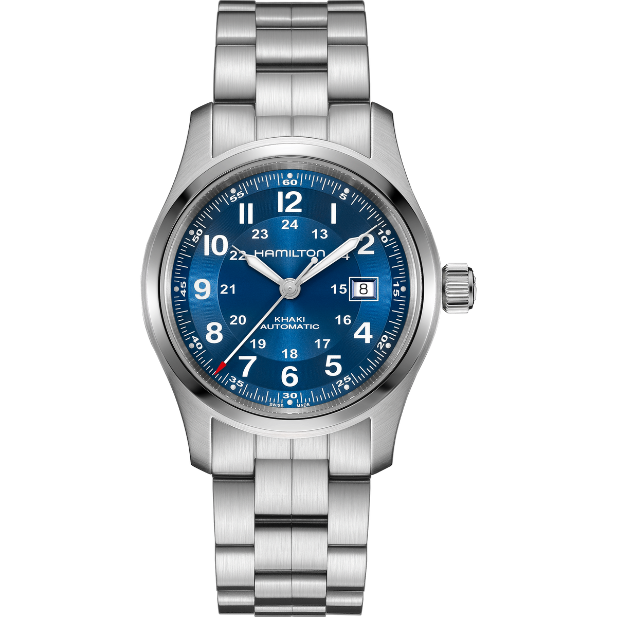 Hamilton Khaki Field Auto 42mm H70605140 quadrante blu navy bracciale acciaio