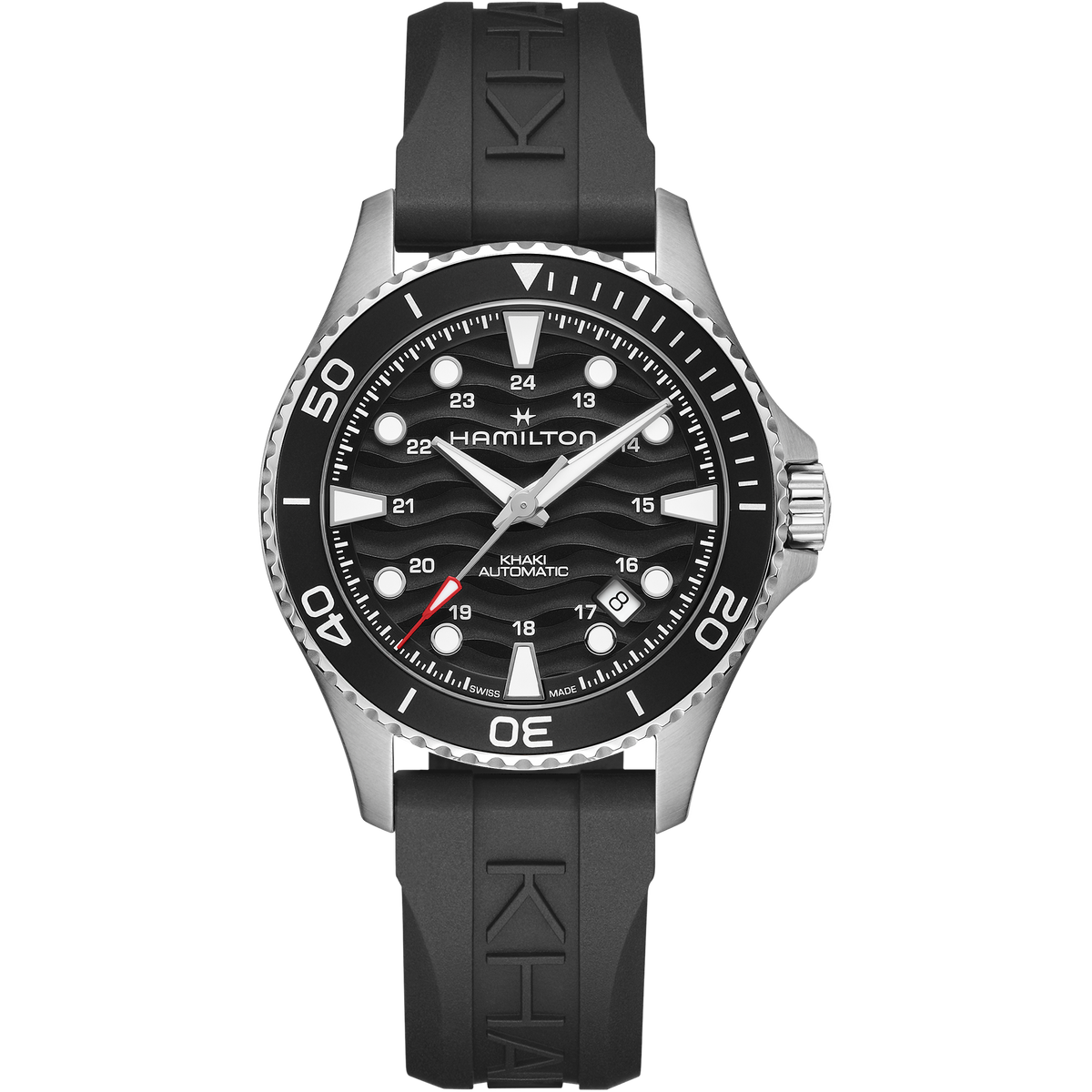 Hamilton Khaki Navy Scuba Auto 40mm H82415330 quadrante nero effetto onde