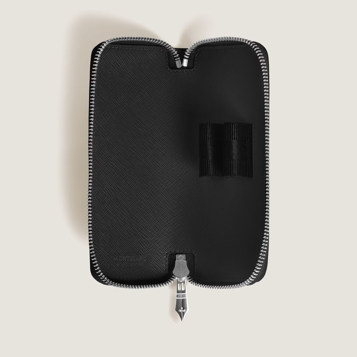 Astuccio con Cerniera per 2 Strumenti da Scrittura in Pelle Sartorial