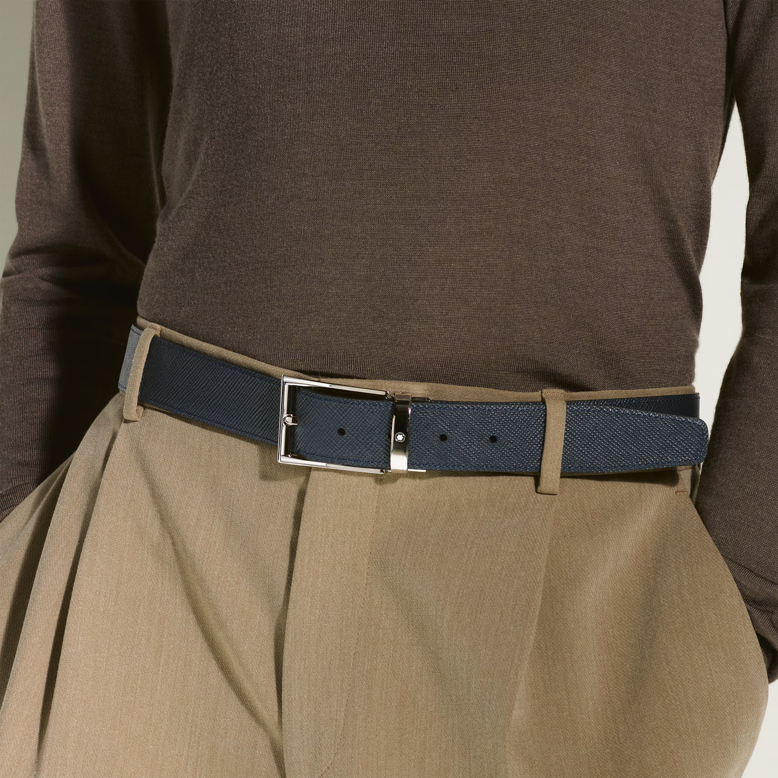 Cintura Rettangolare 35 mm in Pelle Sartorial