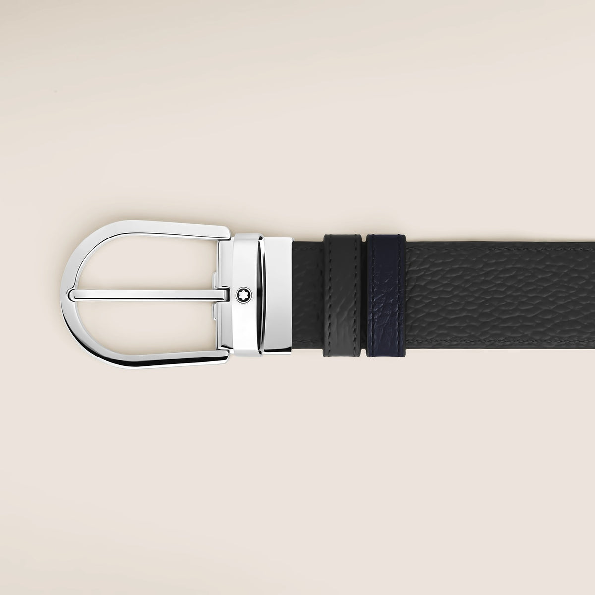 Montblanc MB223439 Cintura Reversibile Horseshoe 35 mm in Pelle con Grana — vista 3