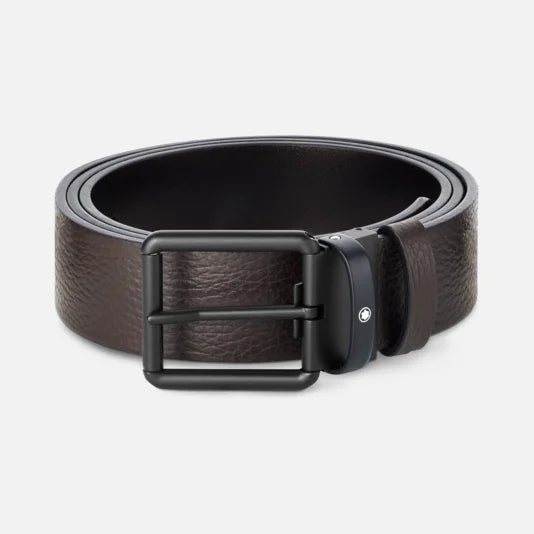 Cintura reversibile in pelle marrone/nera da 35 mm